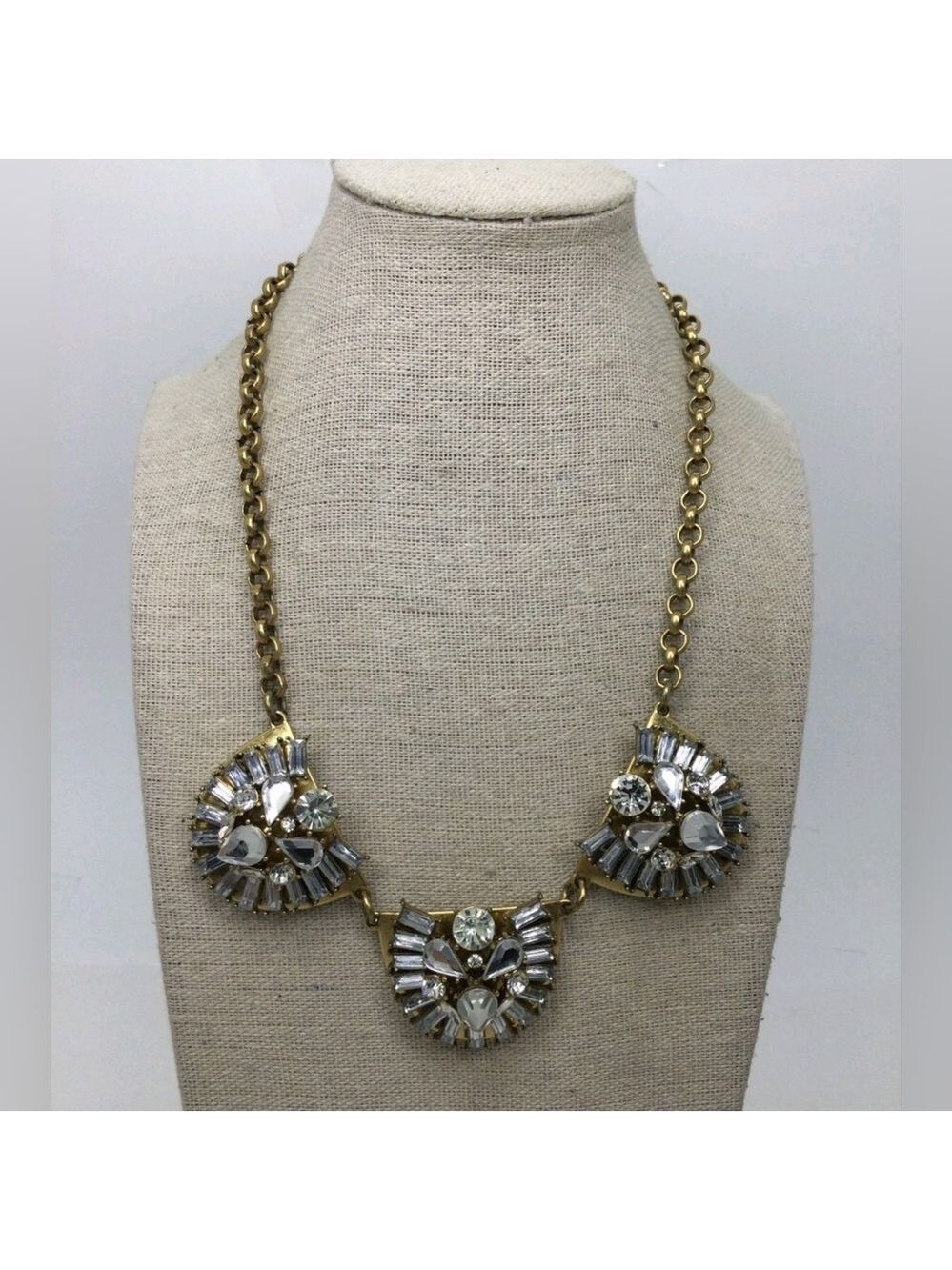 J. Crew Clear Rhinestone Statement Necklace 16"